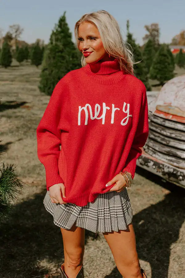 Soft Knitting Christmas High Tie Sweater