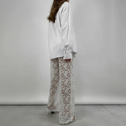 Sheer Gothic Wild Patchwork Straight Transparent Summer Pants