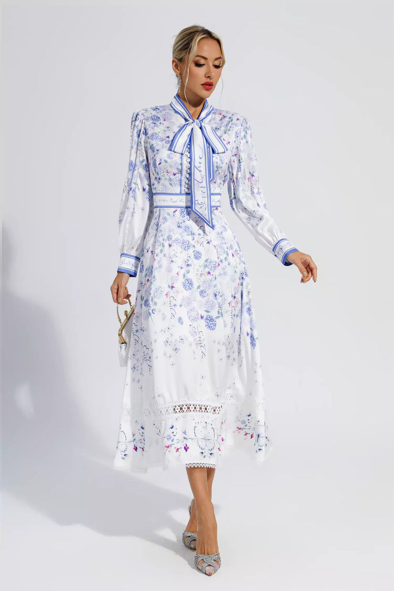 Oaklyn White Long Sleeve Maxi Dress