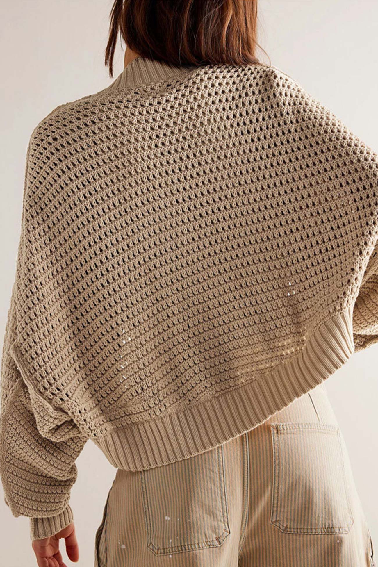 Open Front Bat Sleeve Knit Cardigan