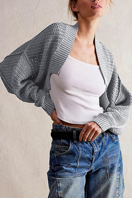 Open Front Bat Sleeve Knit Cardigan