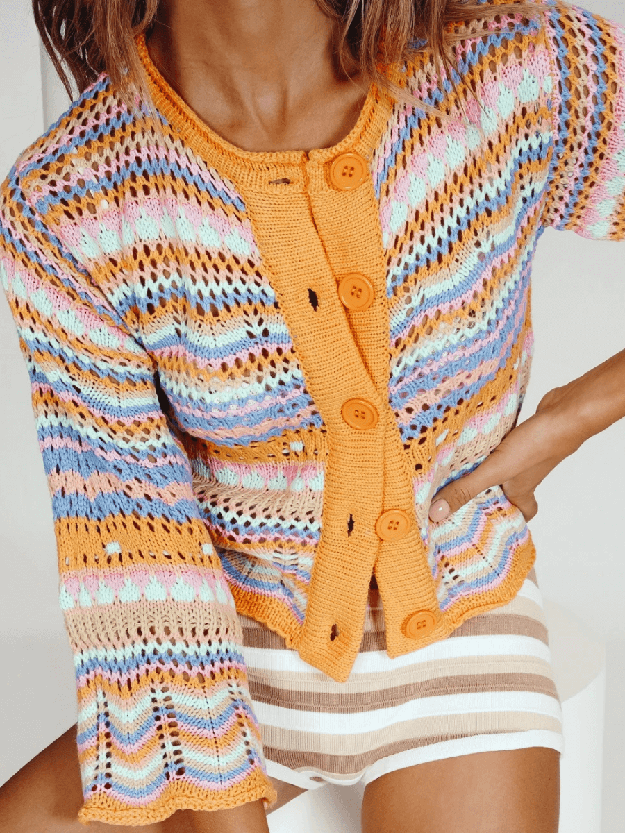 | Pumpkin Date Knit Cardigan - Orange
