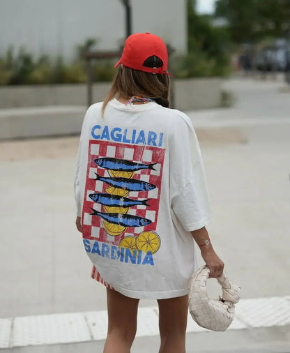 Oversized Y2k Summer Fish Graphic T-shirt