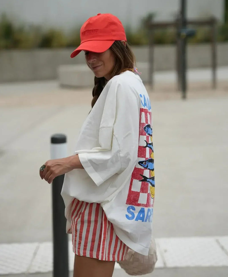 Oversized Y2k Summer Fish Graphic T-shirt