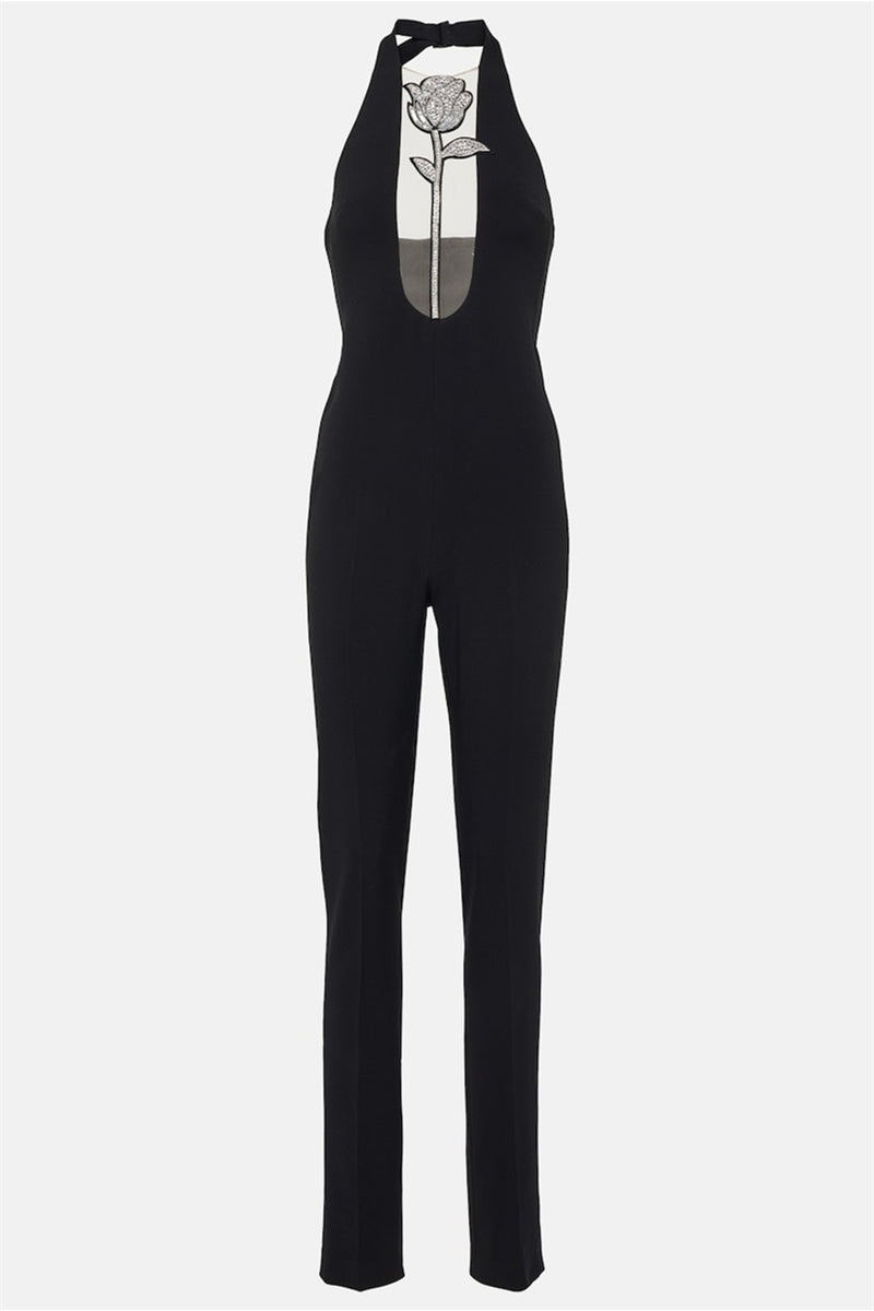 Dana Crystal Embellished Halter Jumpsuit