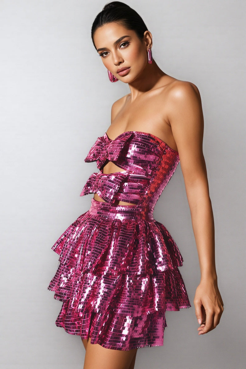 Liz Bow Cut-out Off-shoulder Mini Dress