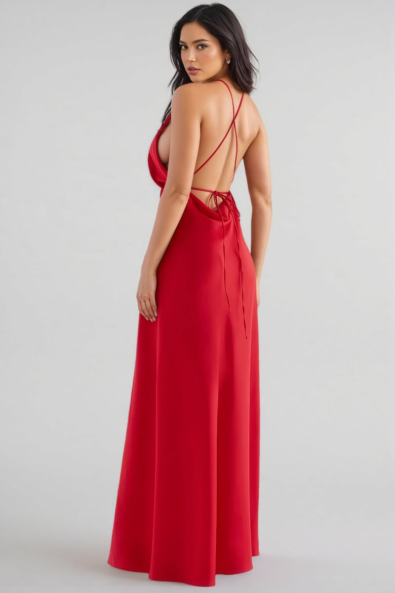 Izzy Halter Neck Split Midi Dress