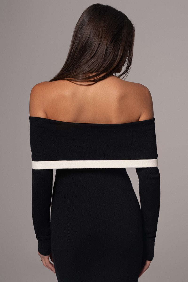 Helen Off Shoulder Contrast Maxi Dress