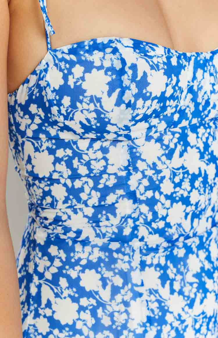 Cameo Blue Print Mini Dress