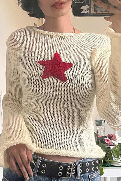 Pentagram Jacquard Crimping Sweater