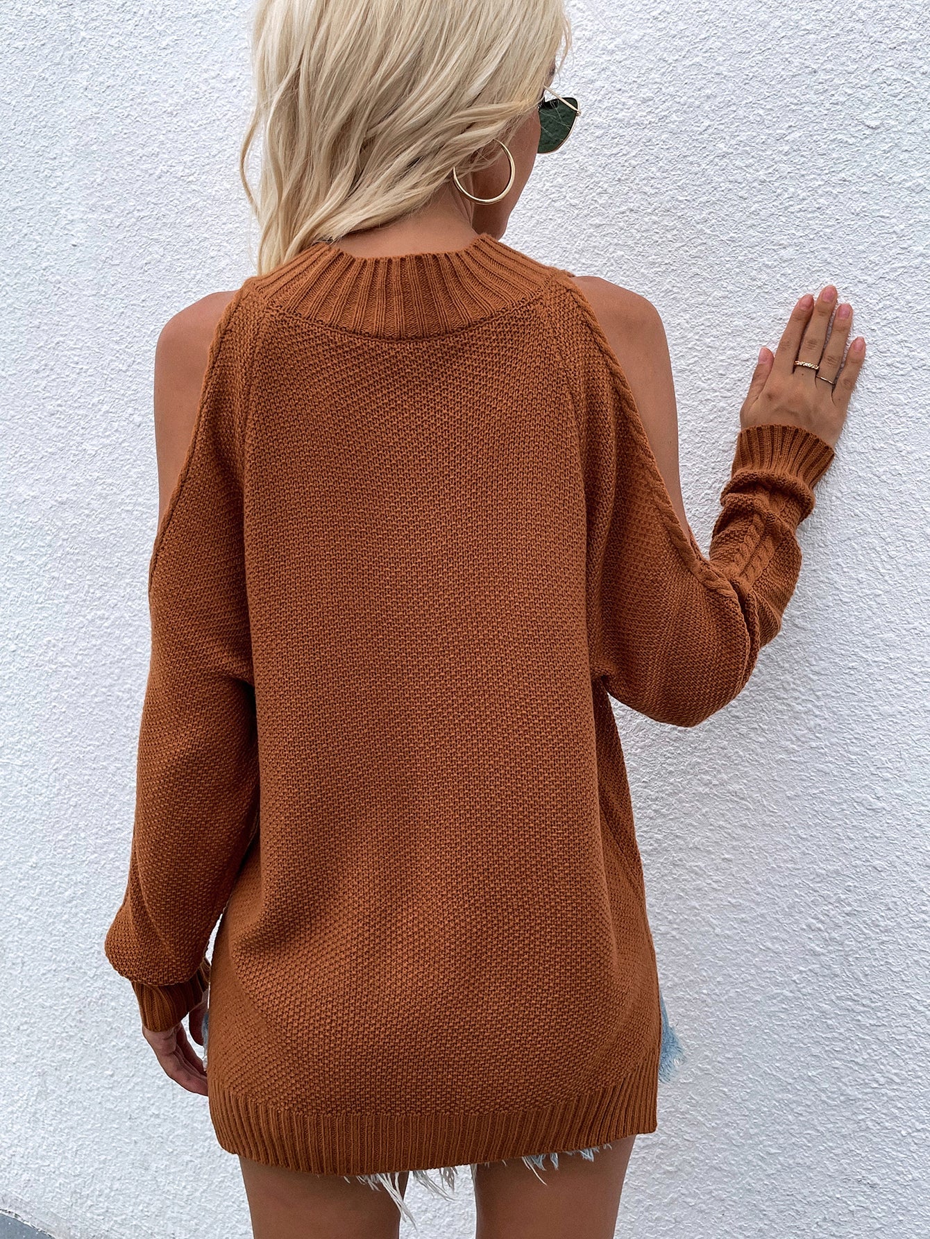 | Persimmon Shoulder Cut-out Knit Sweater