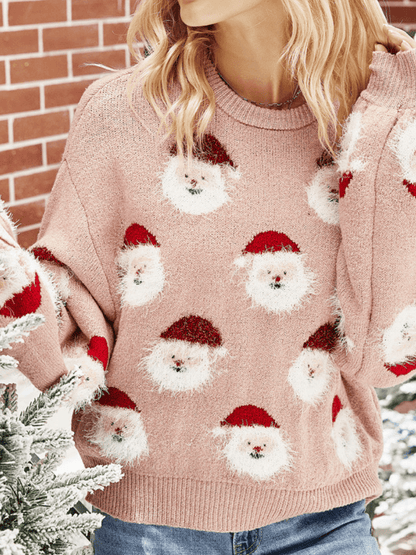 Smiling Santa Christmas Light Sweater - Pink