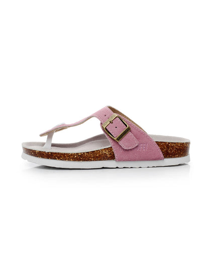 Maibulun | Pink Suede T-strap Leather Sandal