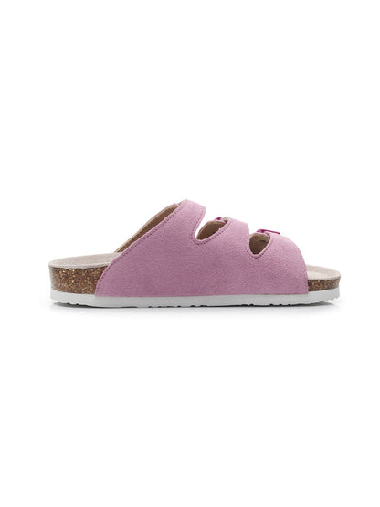Maibulun | Pink Triple-buckle Suede Upper Sandal