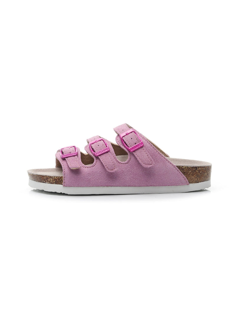 Maibulun | Pink Triple-buckle Suede Upper Sandal