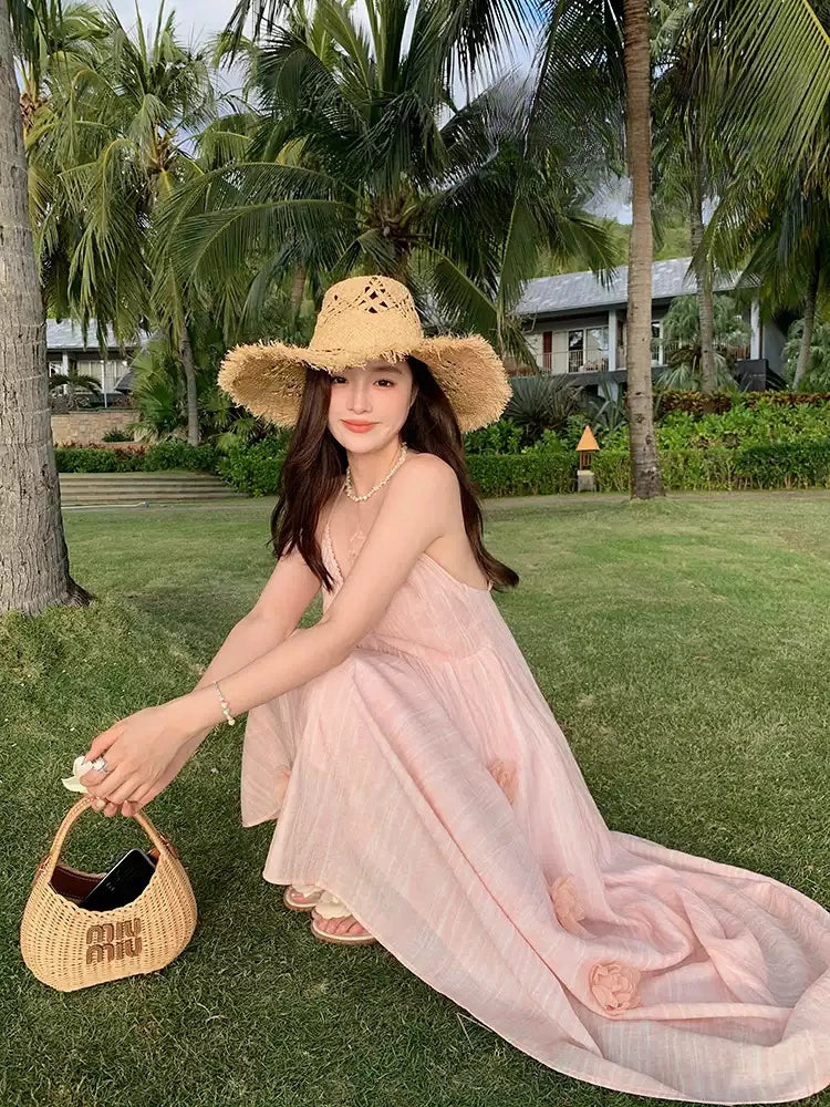 Pink Halter Maxi Dress