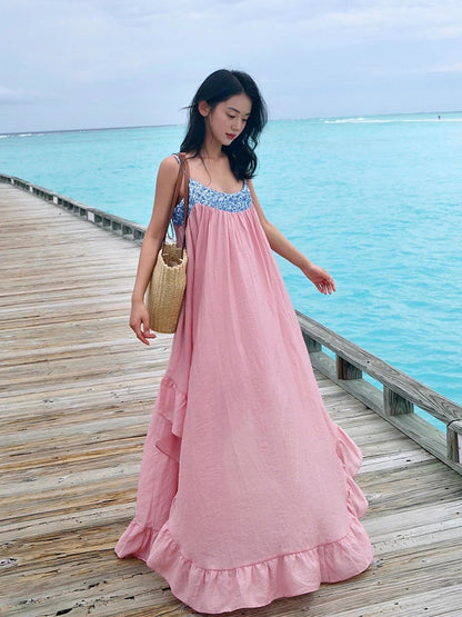 Pink Flowing Maxi Dress _ Dreamy Island Vacation Outfit