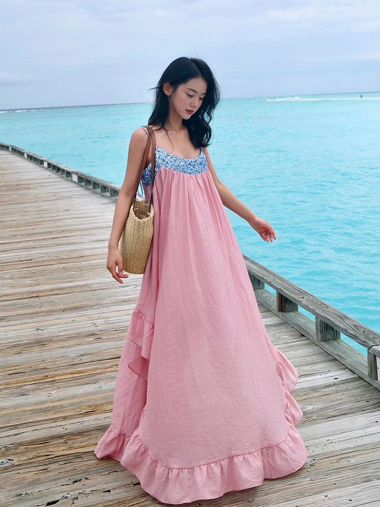 Pink Flowing Maxi Dress _ Dreamy Island Vacation Outfit