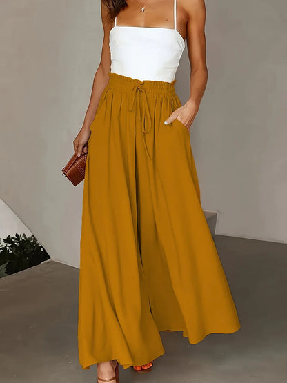 Wide Leg Stretch Elastic Waist Pant