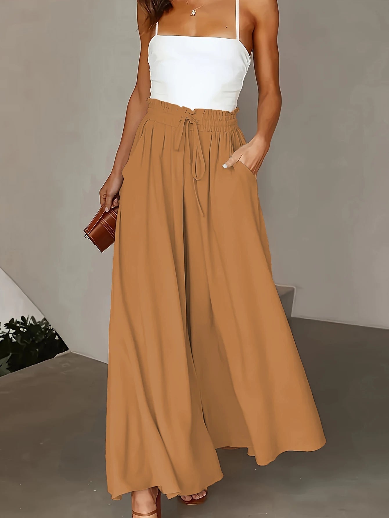 Wide Leg Stretch Elastic Waist Pant