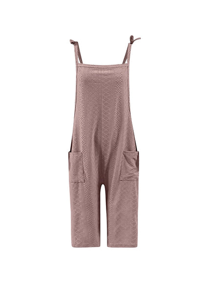 Pocket Eyelet Cami Capri Jumpsuits