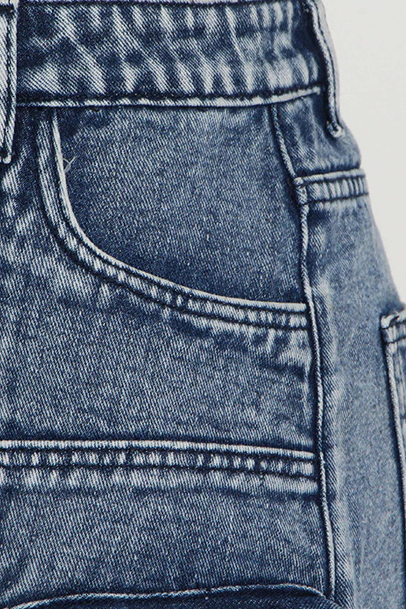 Pocket Patchwork Slit A-line Denim Cargo Skirt
