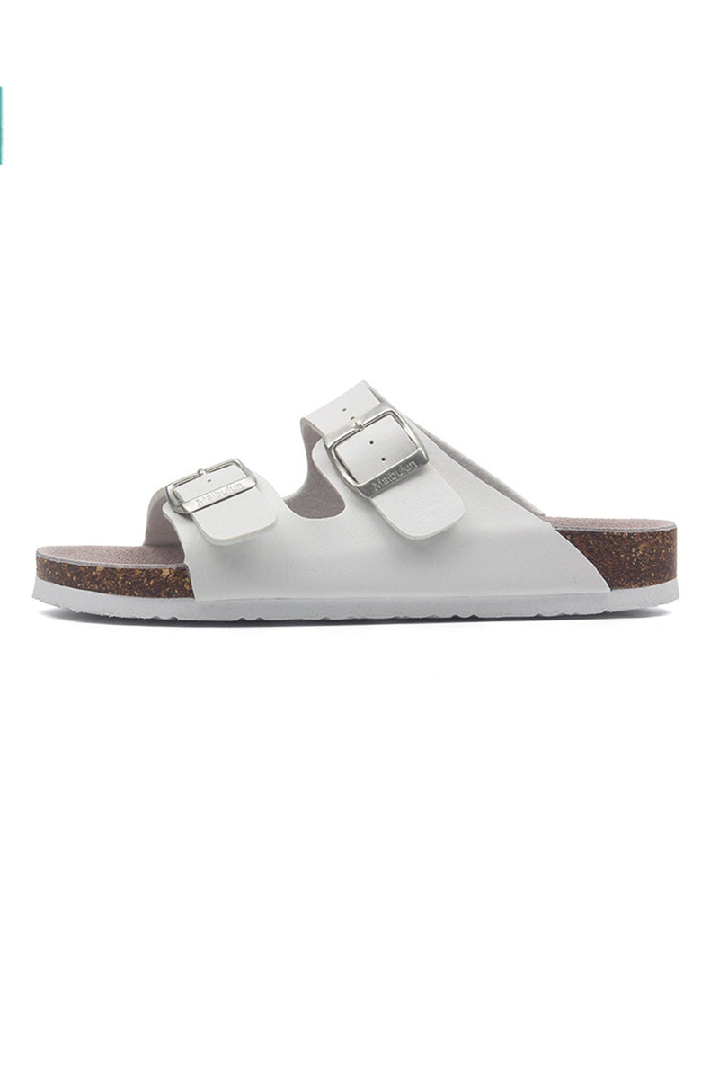 Printed Buckle Flat Sandals