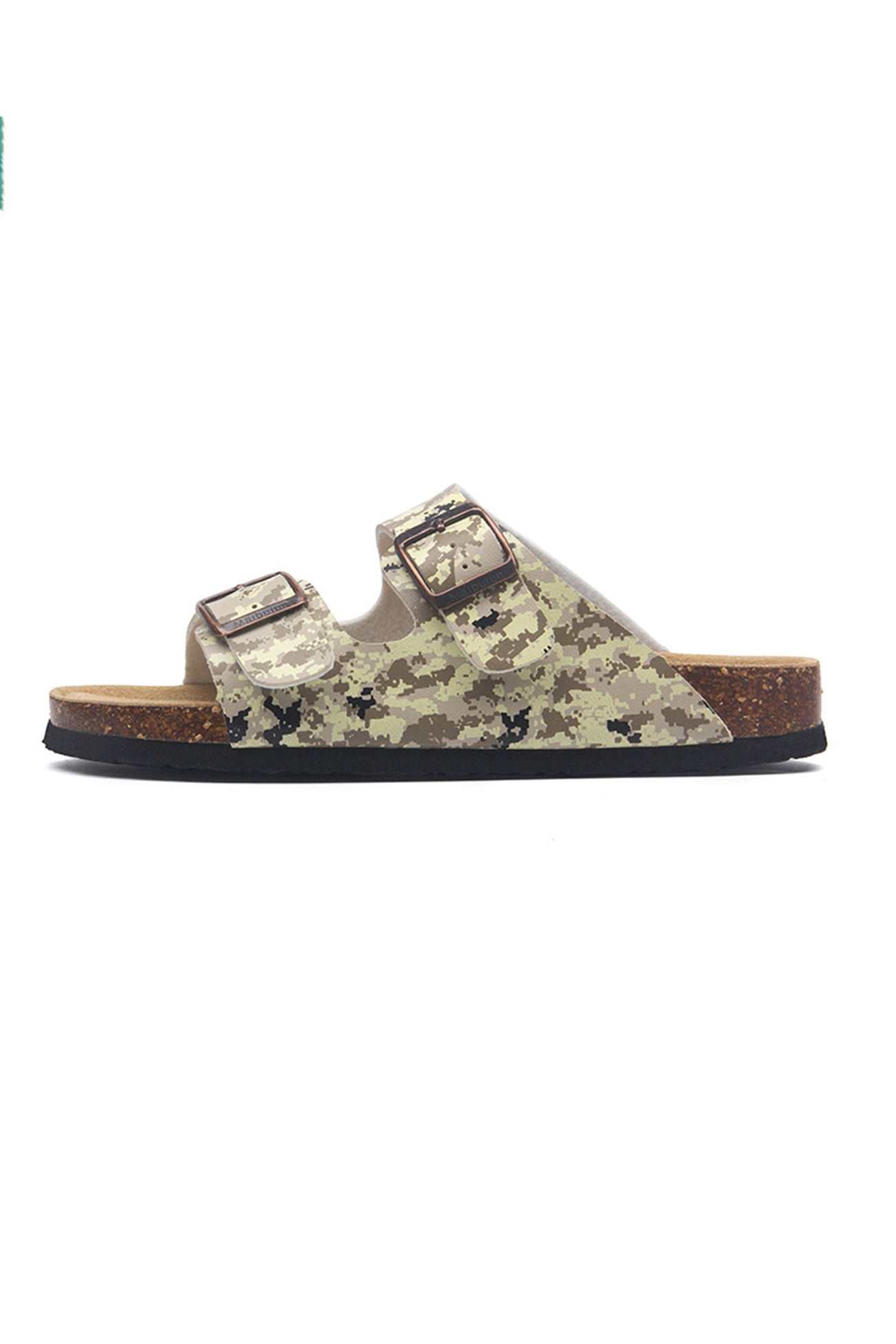 Printed Buckle Flat Sandals