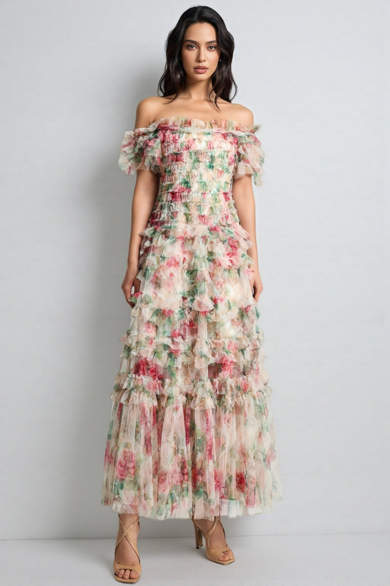 Sina Strapless Mesh Maxi Dress