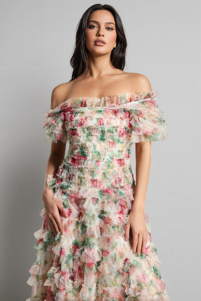Sina Strapless Mesh Maxi Dress