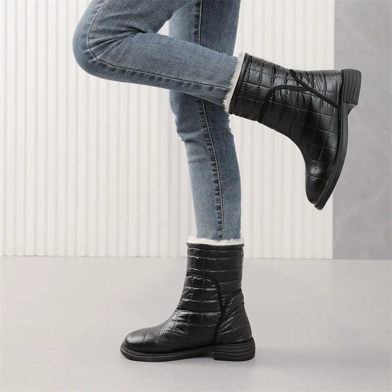 Flat Warm Plush Velvet Cotton Winter Short Snow Boot