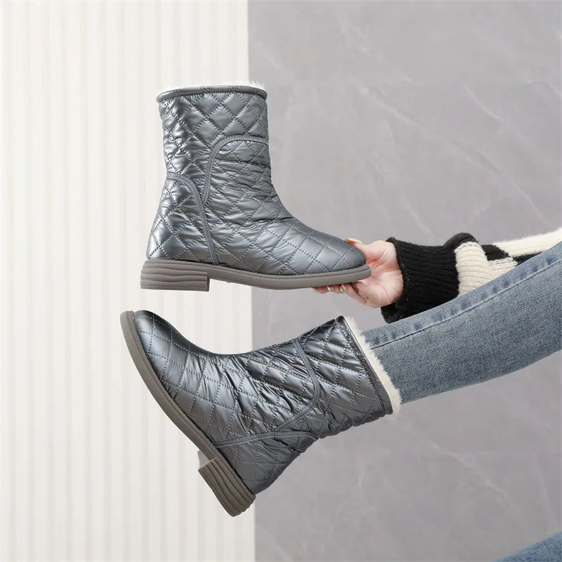 Flat Warm Plush Velvet Cotton Winter Short Snow Boot