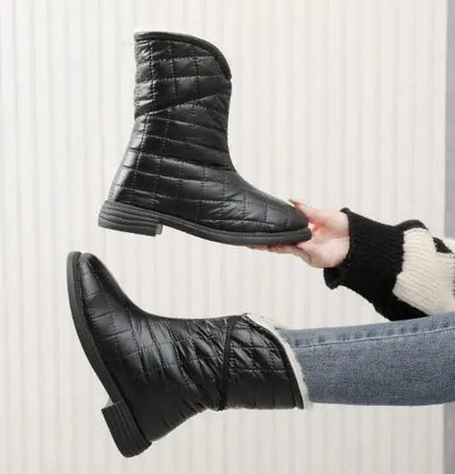 Flat Warm Plush Velvet Cotton Winter Short Snow Boot