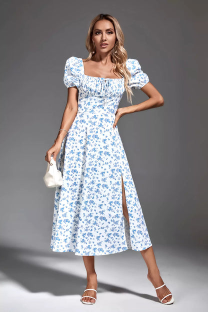Raelyn Blue French Midi Dress