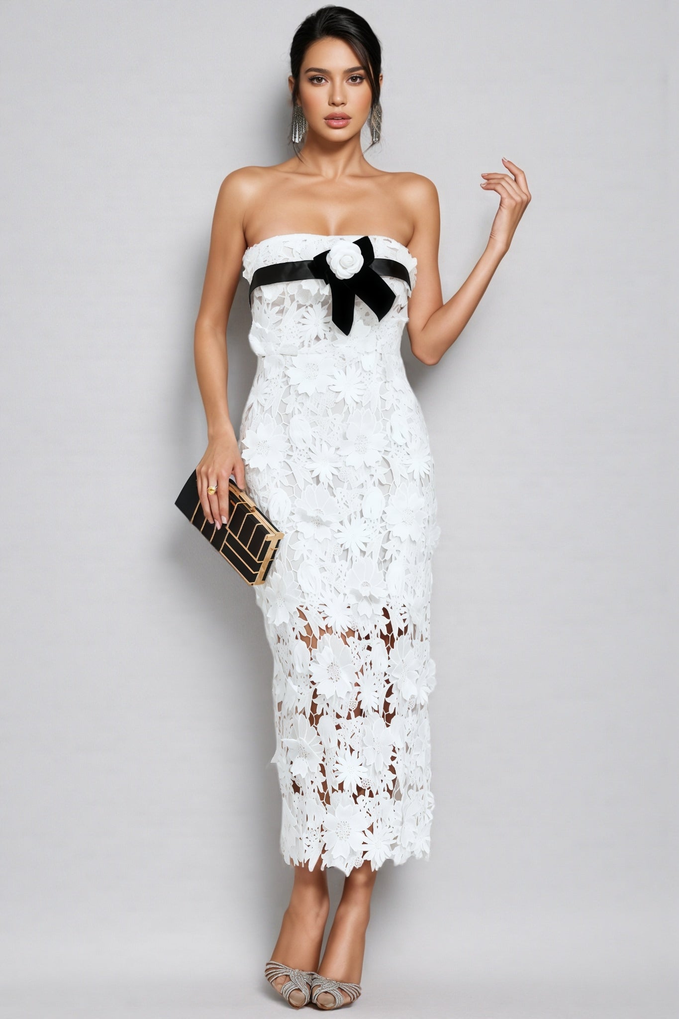 Suzanne White Lace Midi Dress