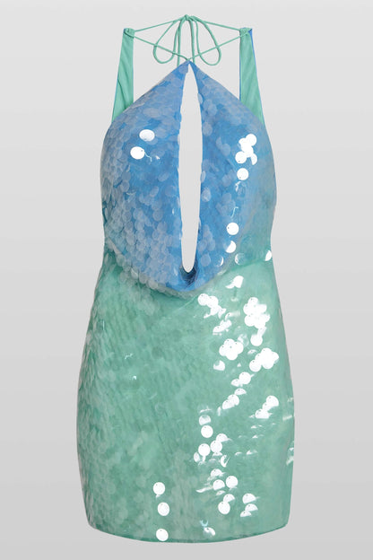 Gradient Halter Mini Dress