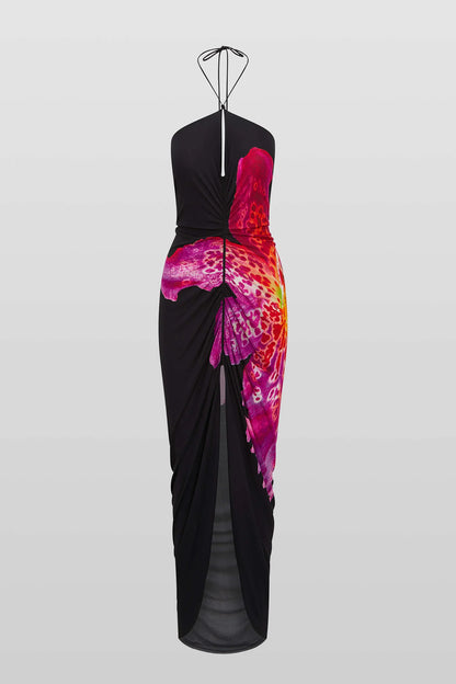 Melissa Print Deep V-neck Maxi Dress