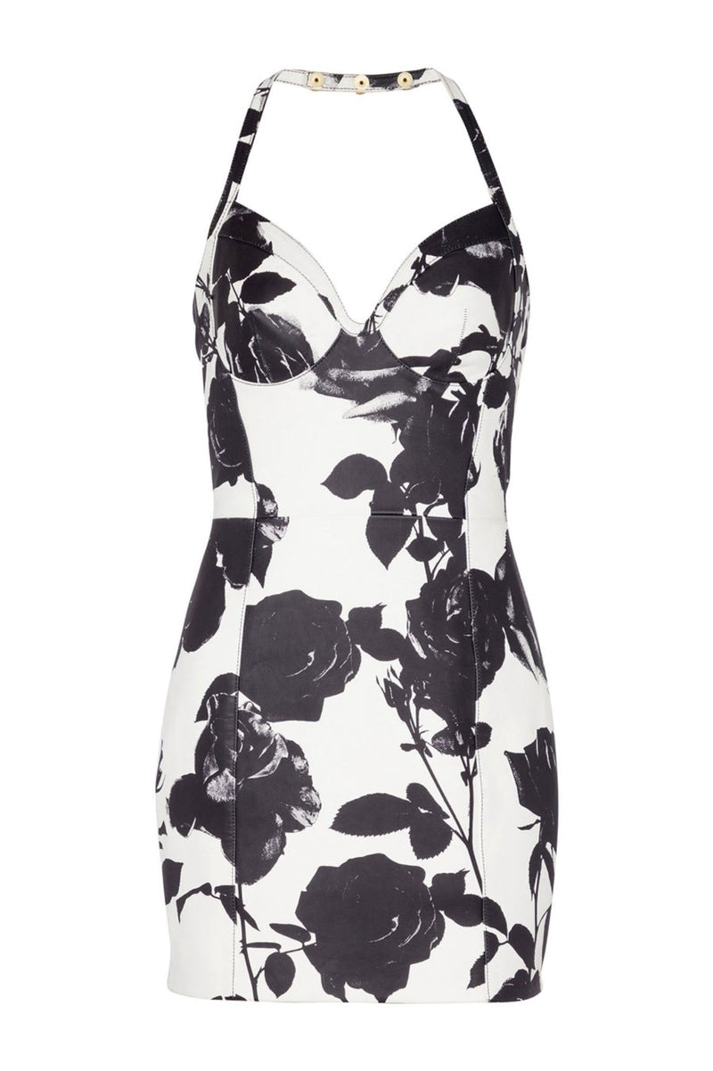 Rayne Halter Rose Printed Mini Dress