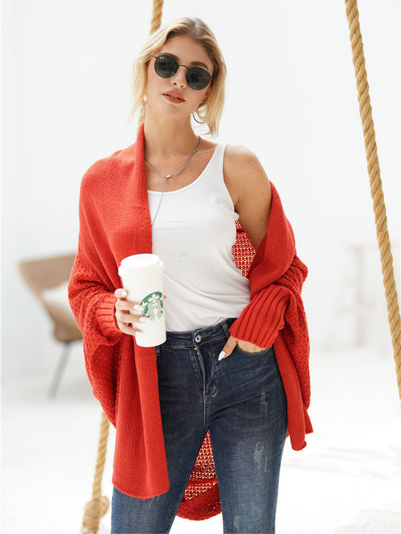 | Red Batwing Easy on Cardigan