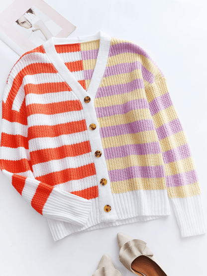 | Rachael Contract Stripe Knit Cardigan