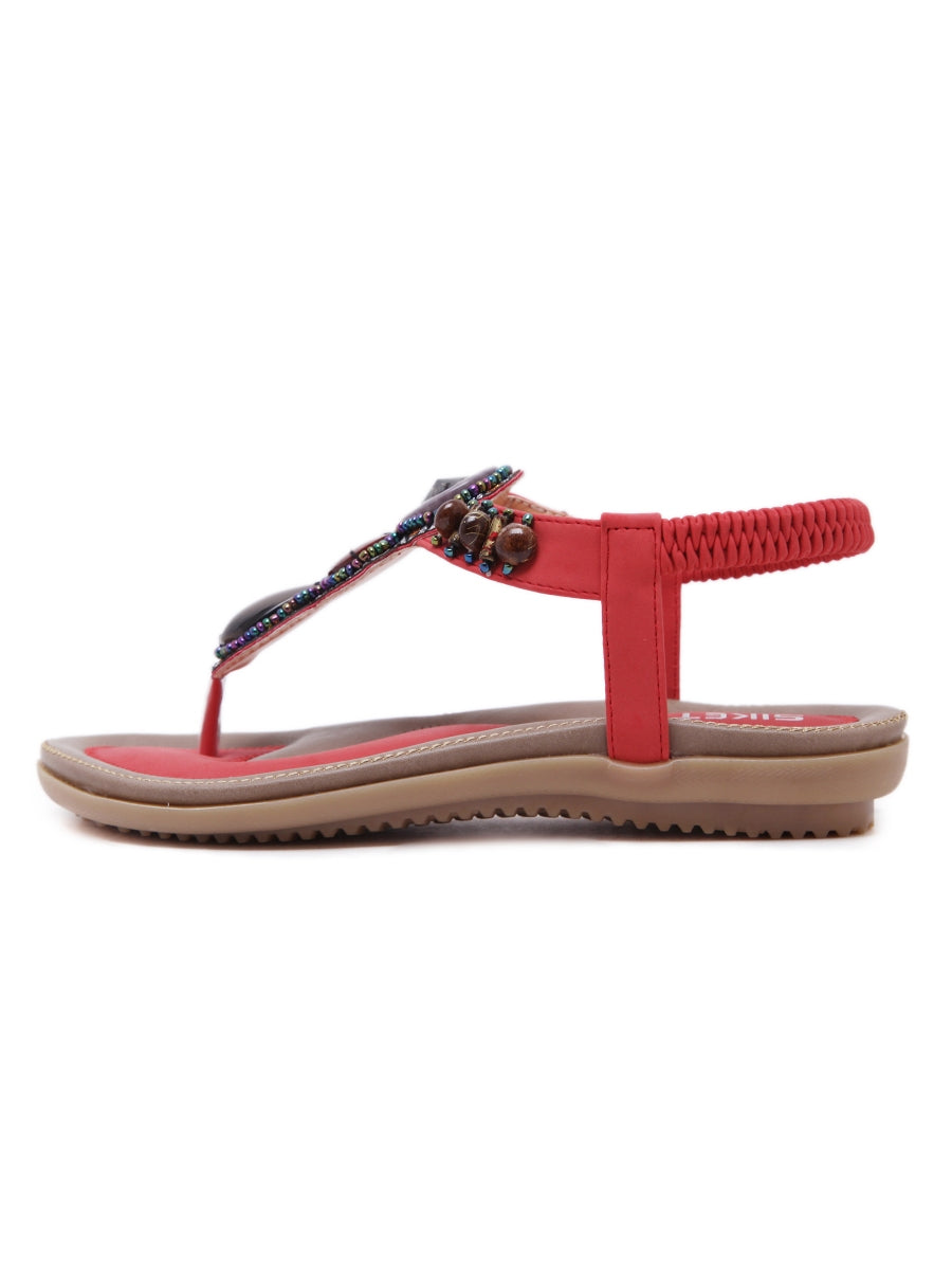 Siketu | Red Marble Beaded Sandal
