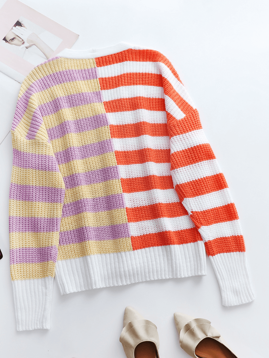 | Rachael Contract Stripe Knit Cardigan