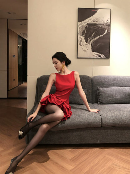 Red Petal Mini Dress _ Petite-friendly Birthday Party Outfit