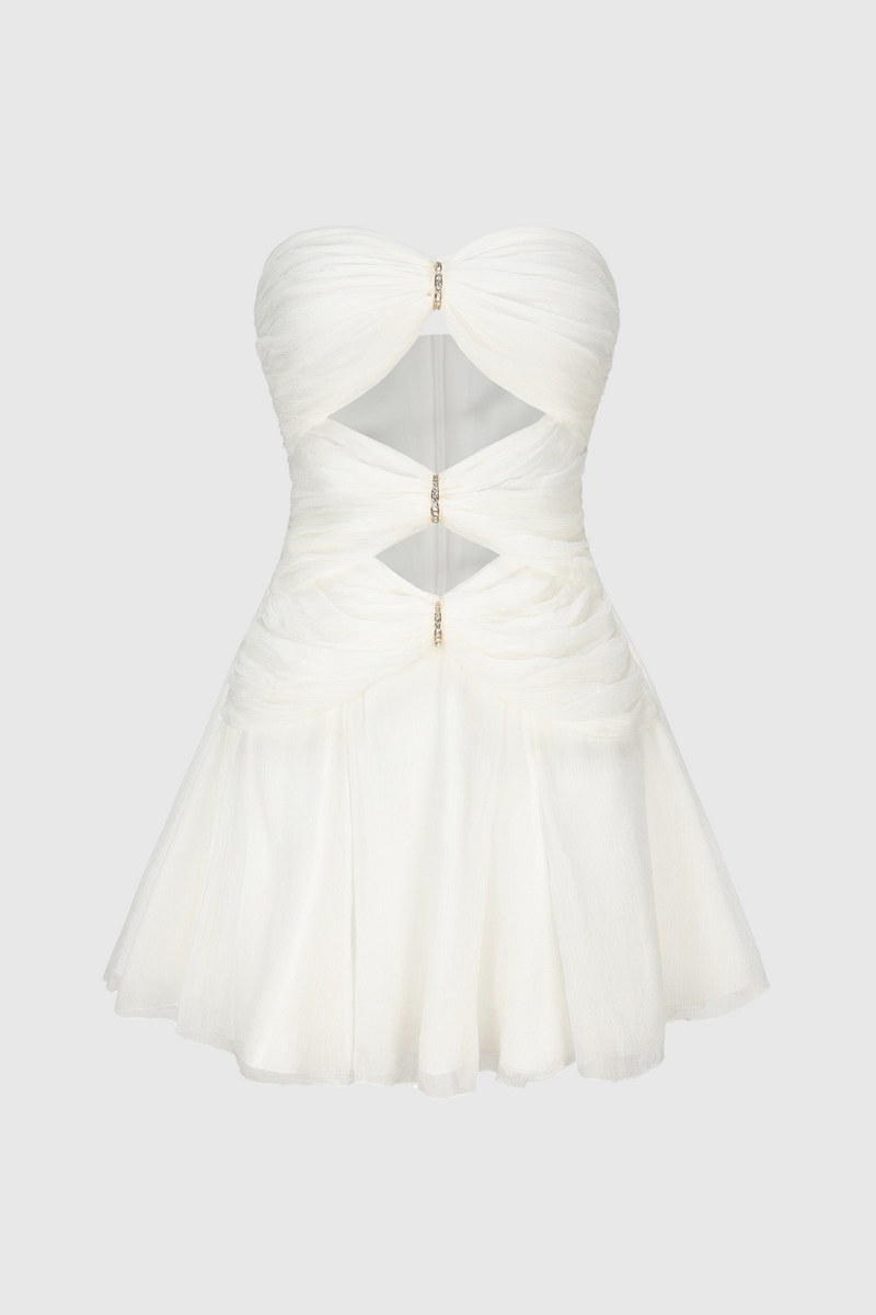 Rerynne Strapless Cutout Mini Dress - White