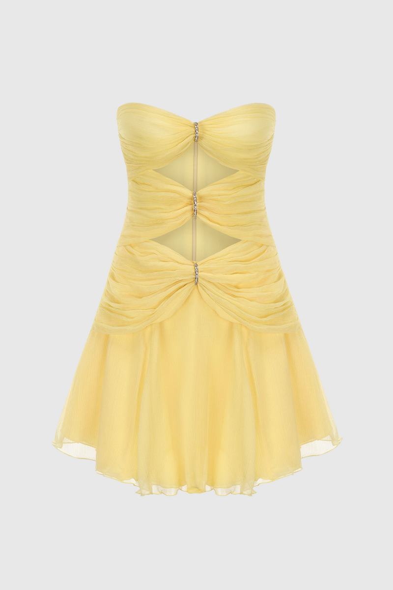 Rerynne Strapless Cutout Mini Dress - Yellow