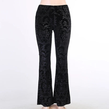 Gothic Retro Print High Waist Flared Harajuku Aesthetic Punk Pants