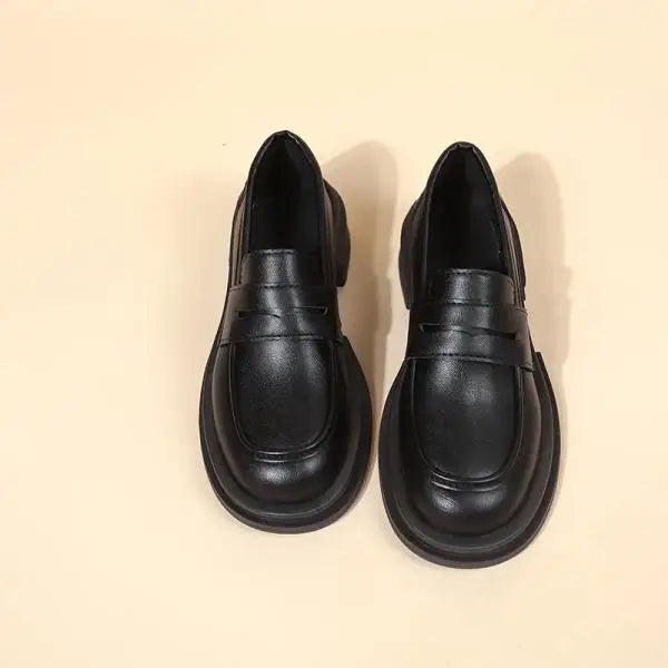 Fur Round Toe British Style Preppy Dress Platform Flats Oxfords Loafers
