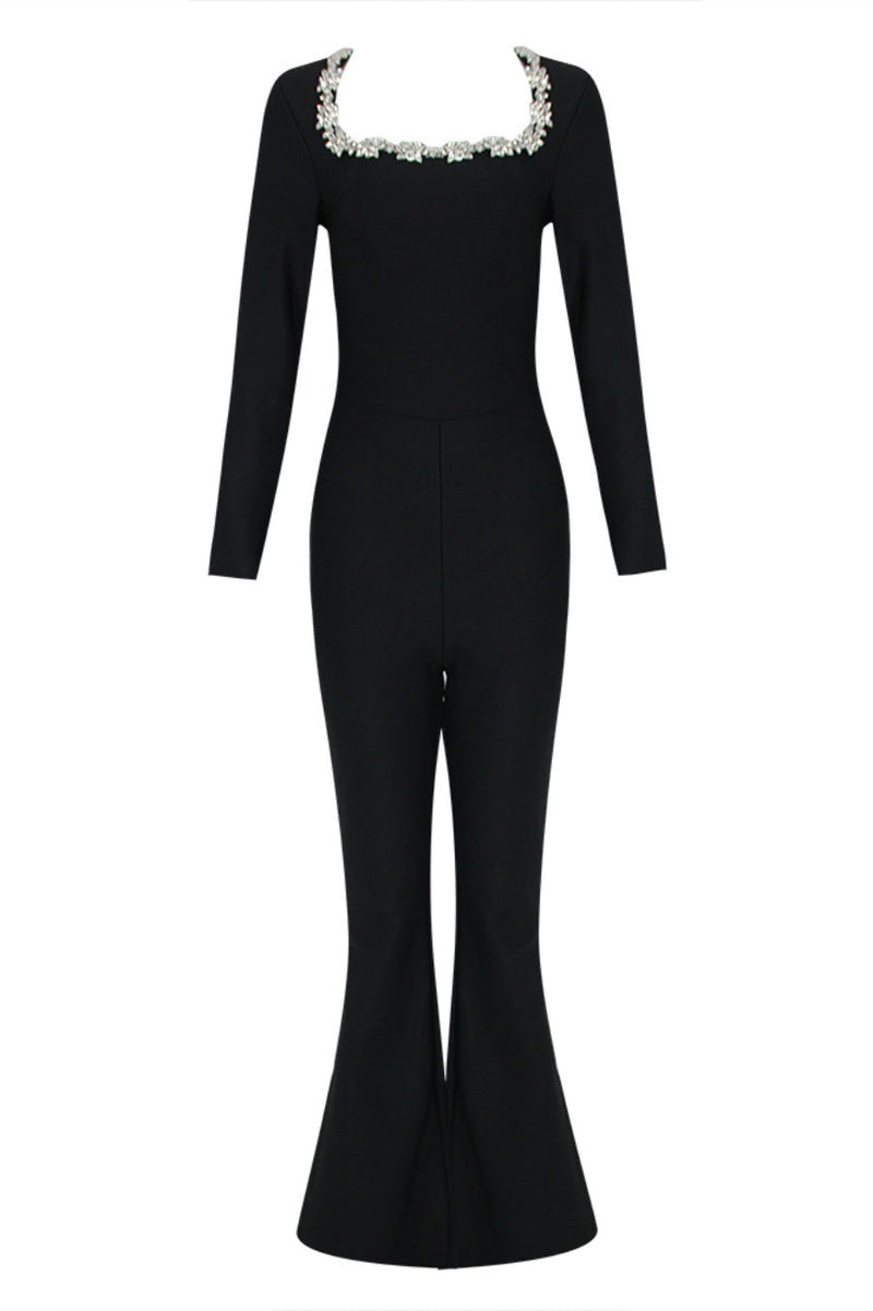Ritia Diamante Square Collar Bandage Jumpsuit