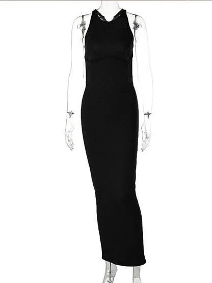 Spring Backless Evening Birthday Brown Long Midi Dresses