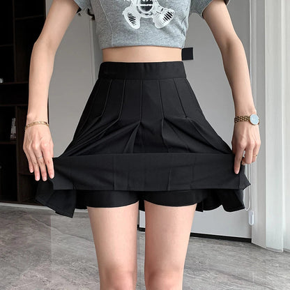 Dressbetty - Korean Black Gray Pleated Summer Mini Skirt